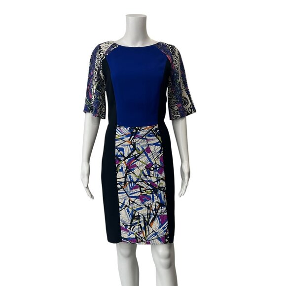 ETRO Blue Multi Geometric Shift Dress size IT 44/8 AS IS - Picture 1 of 13